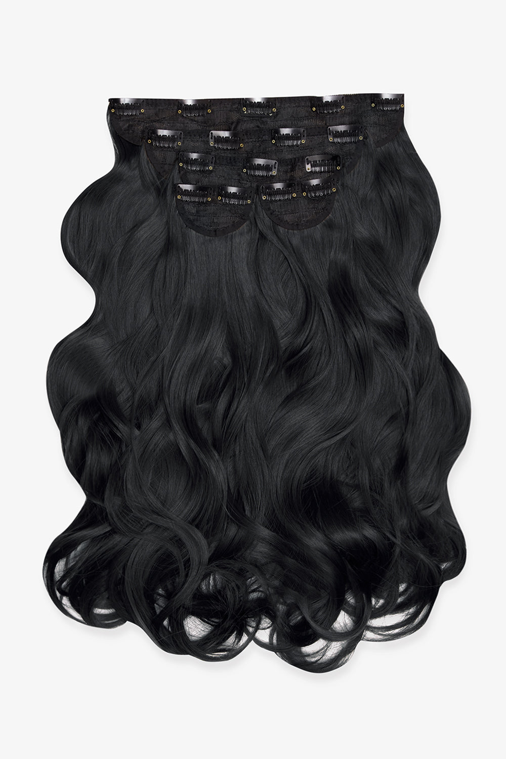 Super Thick 22" 5 Piece Natural Wavy Clip In Hair Extensions - BLACKS | JET BLACK #2