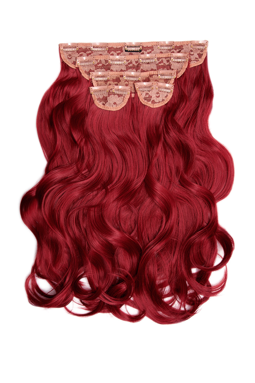 Super Thick 22" 5 Piece Blow Dry Wavy Clip In Hair Extensions - REDS | RUBY RED #1