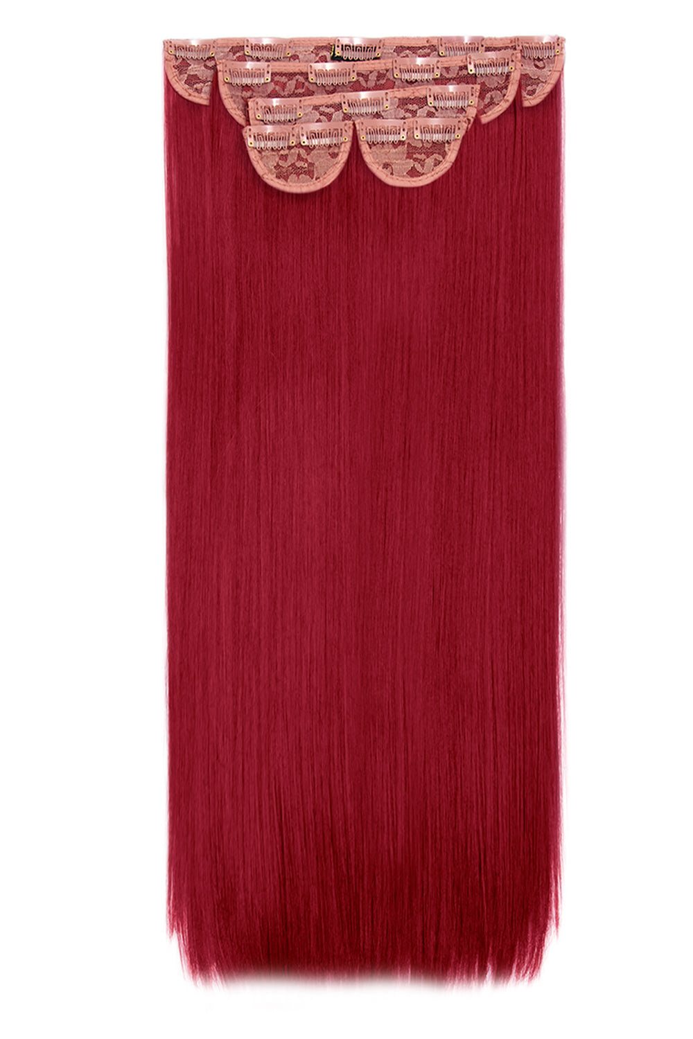 Super Thick 26" 5 Piece Statement Straight Clip In Hair Extensions - REDS | RUBY RED #1